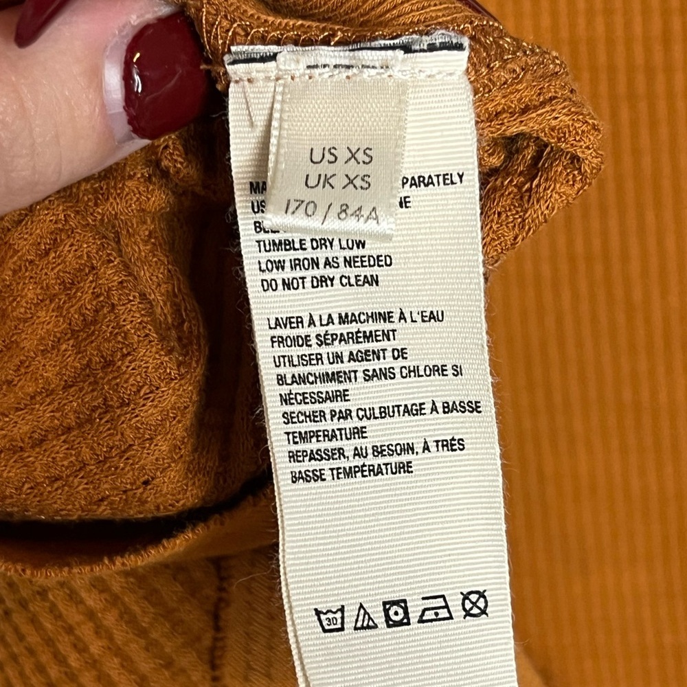 We The Free People Top Size XS Owen Thermal Long Sleeve Rust Oversized - Picture 5 of 6